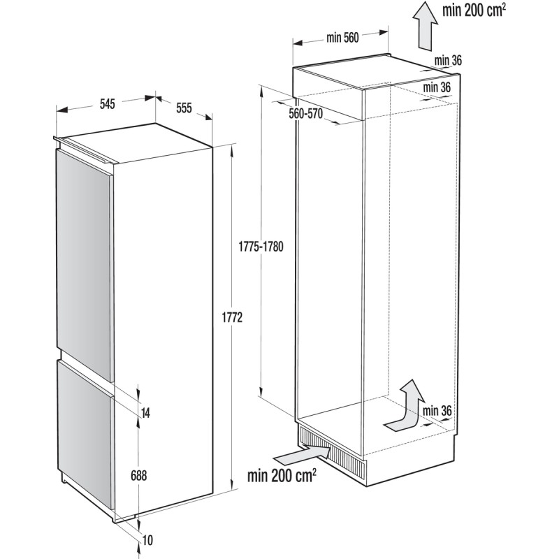 Хладилник & фризер за вграждане Gorenje NRKI5182A1